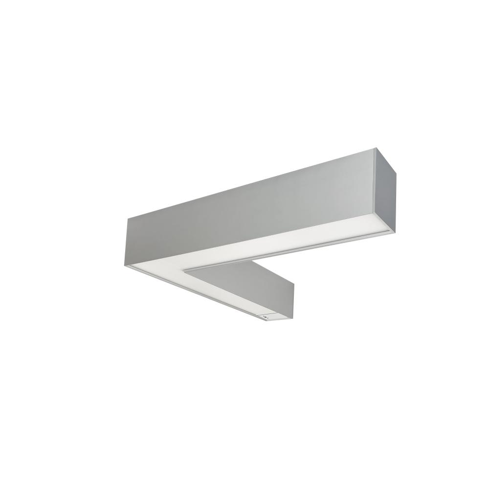 "L" Shaped L-Line LED Indirect/Direct Linear, 3781lm / Selectable CCT, Aluminum Finish, with