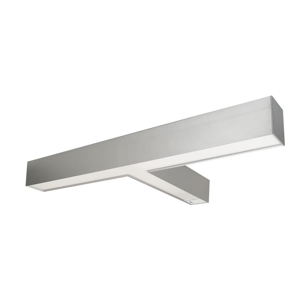 "T" Shaped L-Line LED Indirect/Direct Linear, 5027lm / Selectable CCT, Aluminum Finish, with
