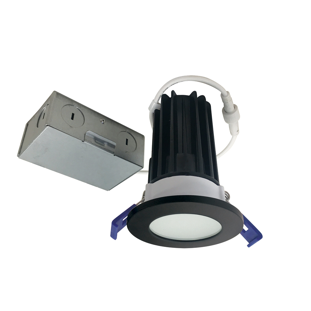 2" M2 Round LED Lensed Downlight, 850lm / 10W, 2700K, 120V, Matte Black