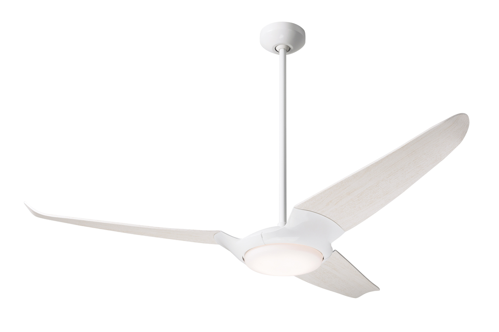 IC/Air (3 Blade ) Fan; Gloss White Finish; 56" Whitewash Blades; 20W LED; Wall/Remote Combo Cont