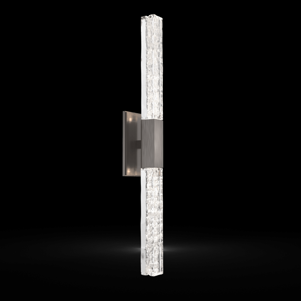 Axis Double Sconce-Gunmetal-Clear Textured Cast Glass