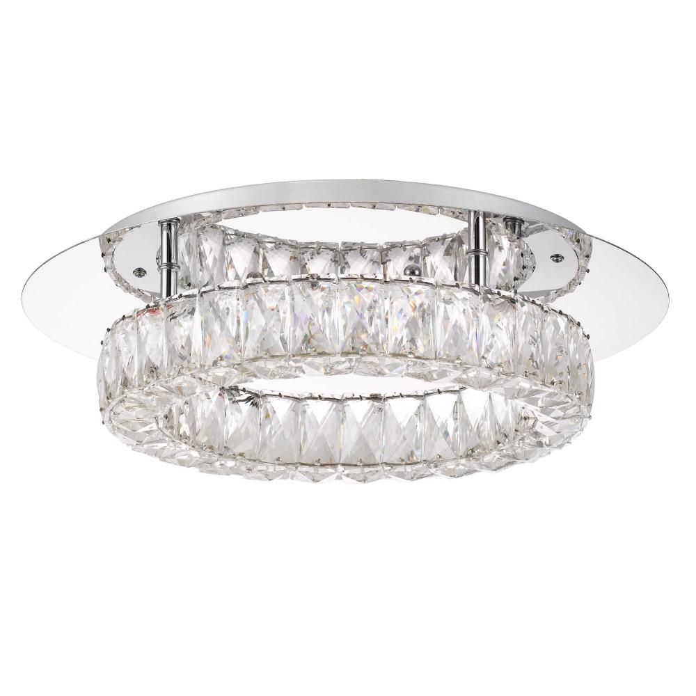 Gala X y 1-Light Integrated LED Chrome Finish And Clear Crystal Flush Mount