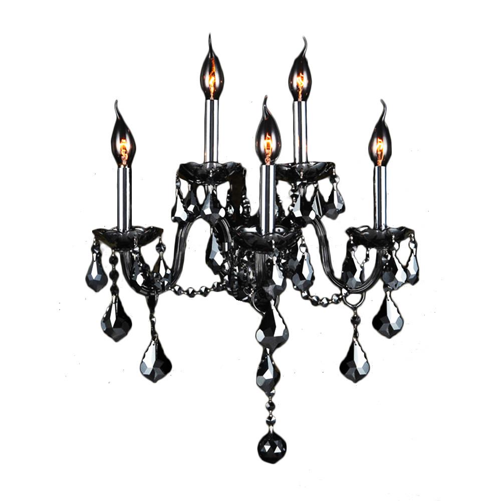 Provence Collection 5 Light Chrome Finish and Smoke Crystal Wall Sconce 13" W x 18" H Medium