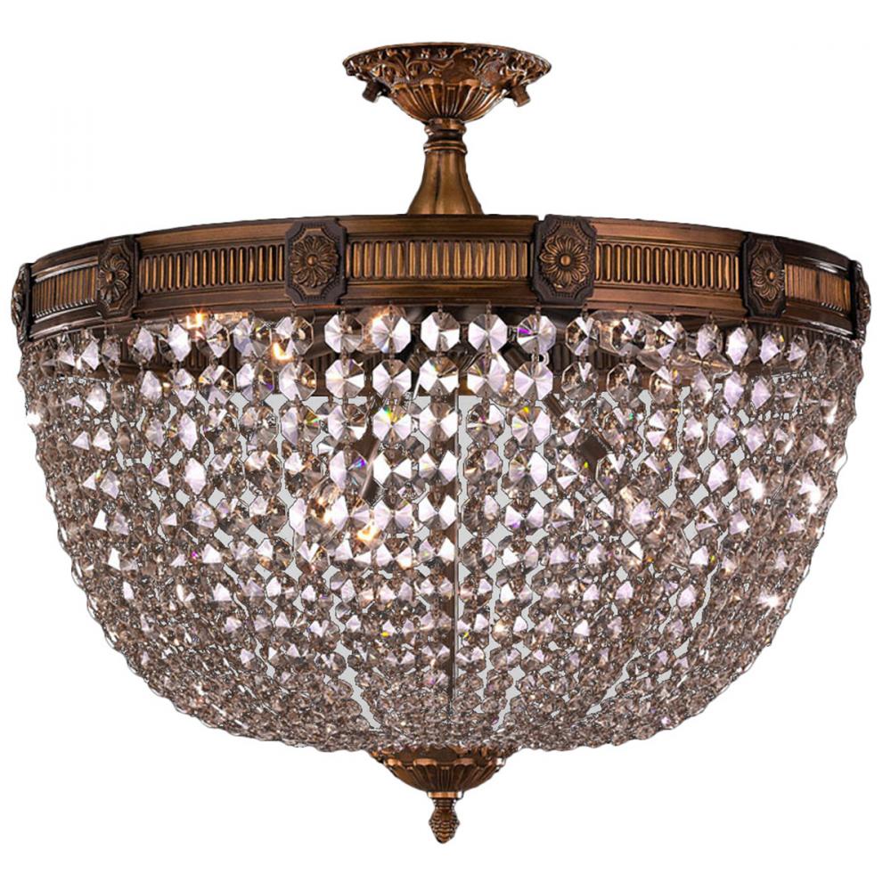 Winchester 9-Light Antique Bronze Finish and Clear Crystal Semi Flush Mount Ceiling Light 24 in. Dia