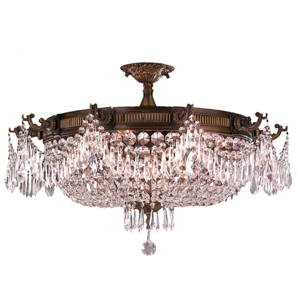 Winchester 10-Light Antique Bronze Finish and Clear Crystal Semi Flush Mount Ceiling Light 30 in. Di