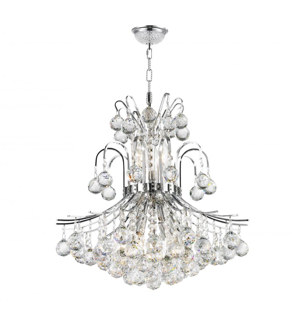 Empire 9-Light Chrome Finish and Clear Crystal Chandelier 19 in. Dia x 23 in. H Round Medium