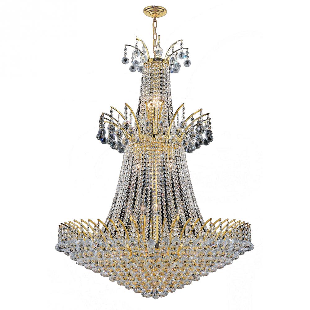 Empire 18-Light Gold Finish and Clear Crystal Chandelier 32 in. Dia x 43 in. H Large