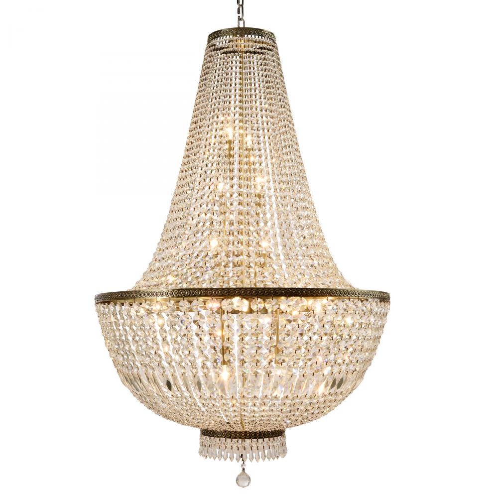 Metropolitan 18-Light Antique Bronze Finish and Clear Crystal Chandelier 32 in. Dia x 50 in. H Large