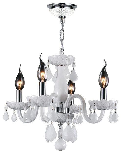 Clarion 4-Light Chrome Finish and White Crystal Chandelier 16 in. Dia x 12 in. H Mini