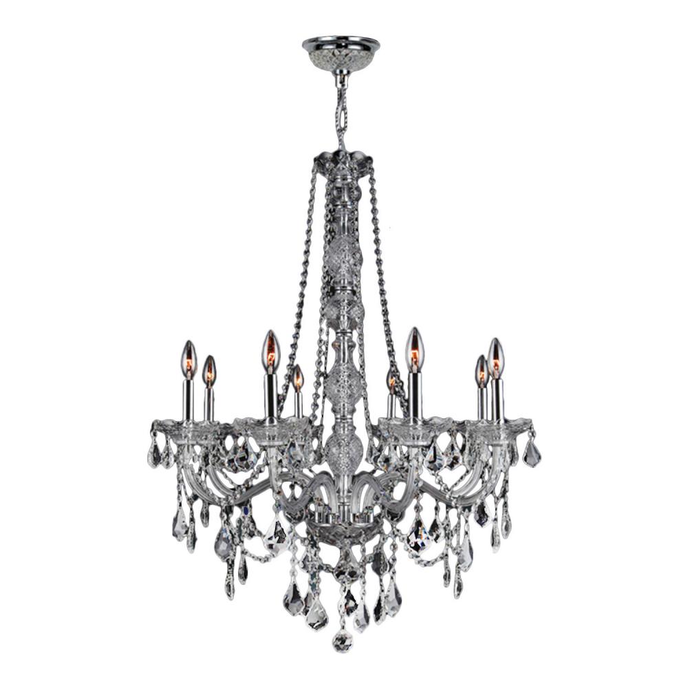 Provence 8-Light Chrome Finish and Clear Crystal Chandelier 28 in. Dia x 34 in. H Large