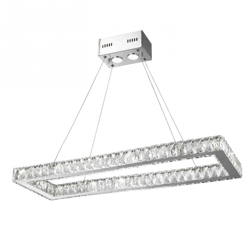 Galaxy 16 Integrated LEd Light Chrome Finish diamond Cut Crystal Rectangle Chandelier 6000K 34 in. L