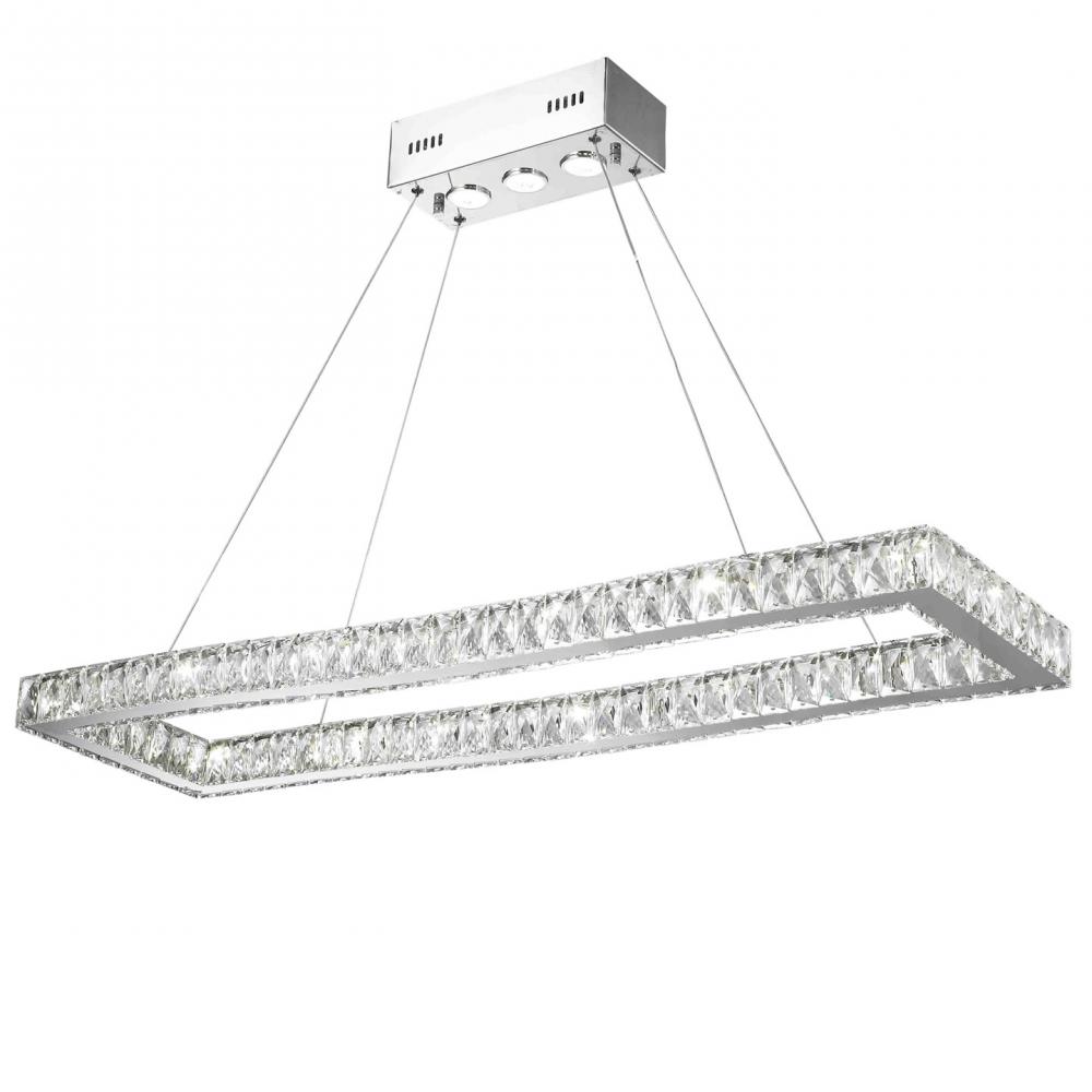 Galaxy 19 Integrated LEd Light Chrome Finish diamond Cut Crystal Rectangle Chandelier 6000K 42 in. L