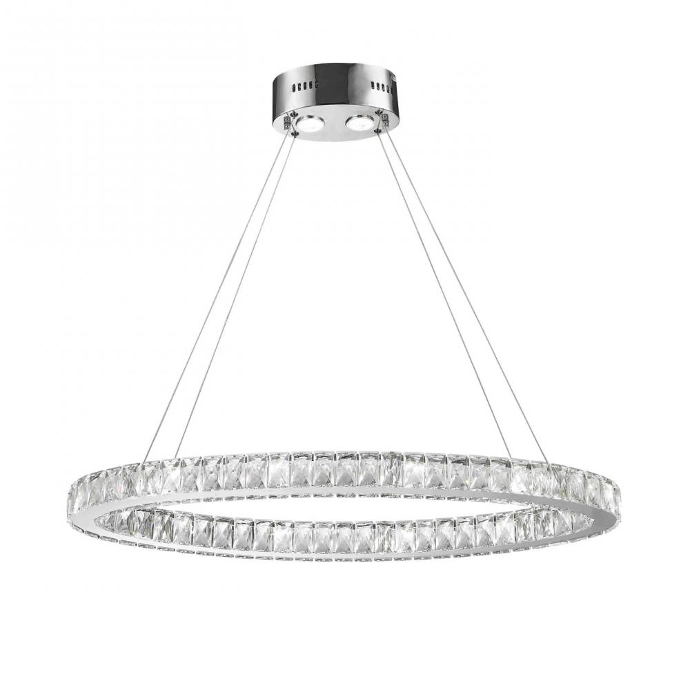 Galaxy 14 Integrated LEd Light Chrome Finish diamond Cut Crystal Oval Ring Chandelier 6000K 34 in. L