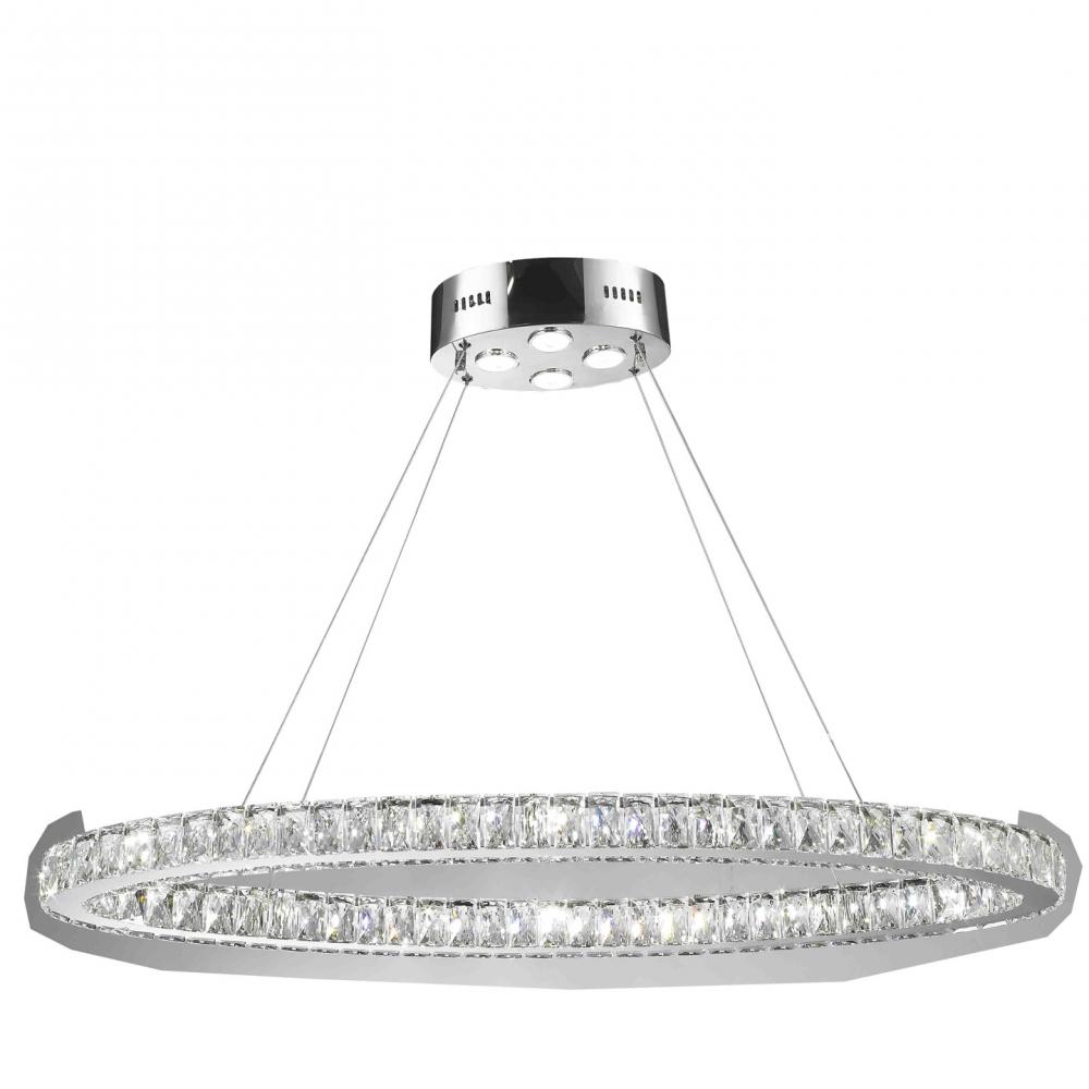 Galaxy 20 LEd Integrated Light Chrome Finish diamond Cut Crystal Oval Ring Chandelier 6000K 42 in. L