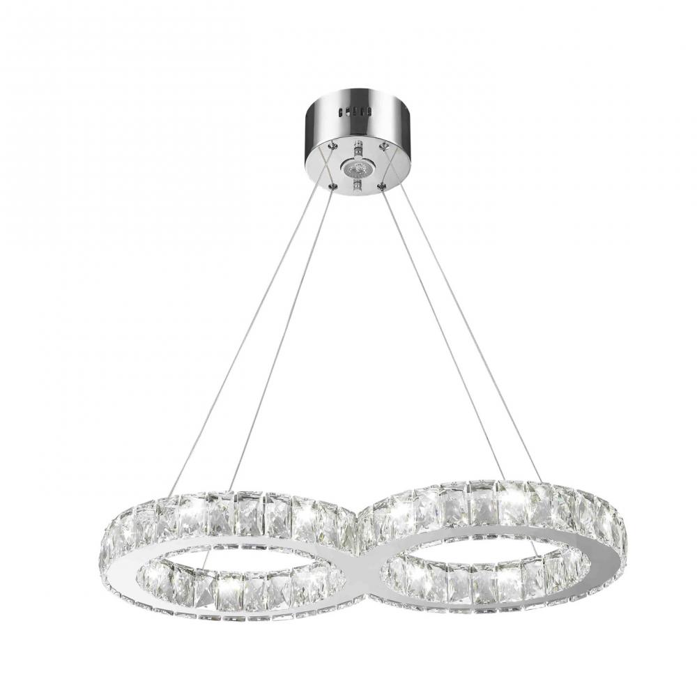 Galaxy 14 Integrated LEd Light Chrome Finish diamond Cut Crystal double Ring Chandelier 6000K 26 in.
