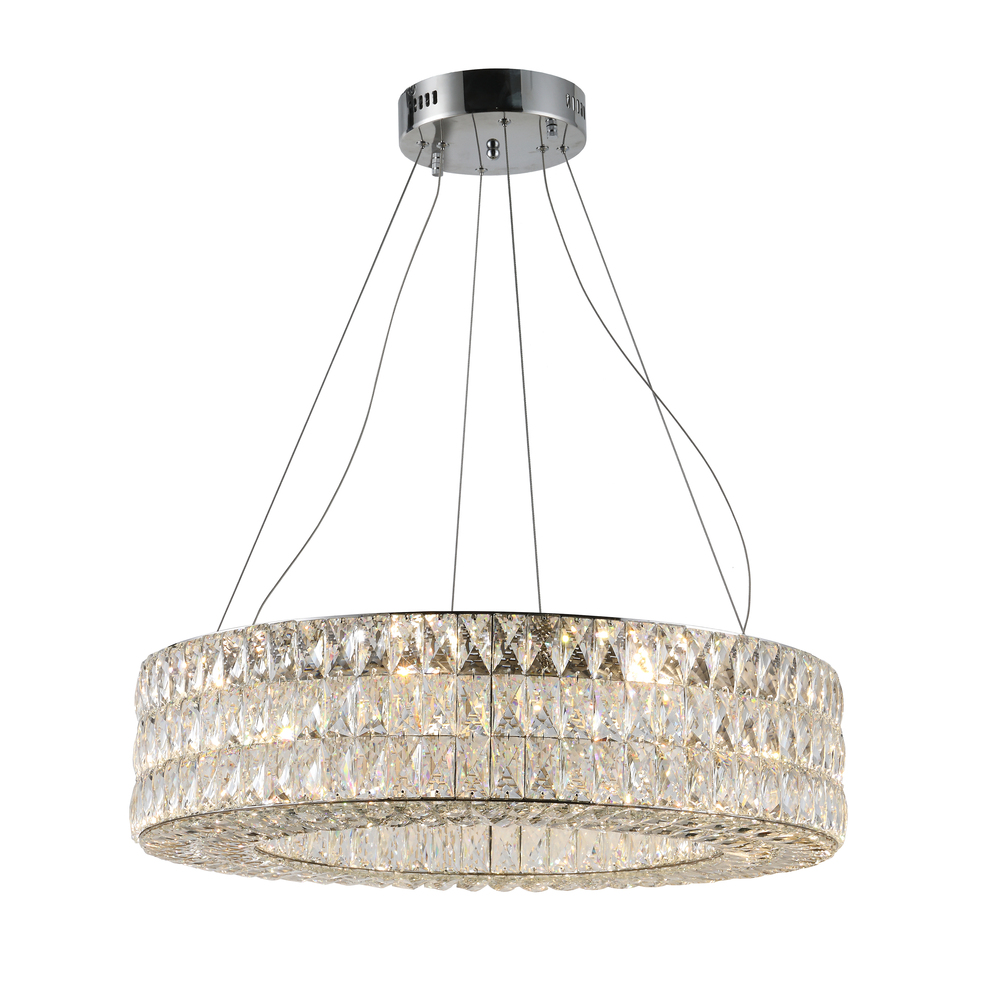 Galaxy 48-Watt Chrome Finish Integrated LEd Ring Pendant Chandelier 6000K 28 in. Dia x 113 in. H