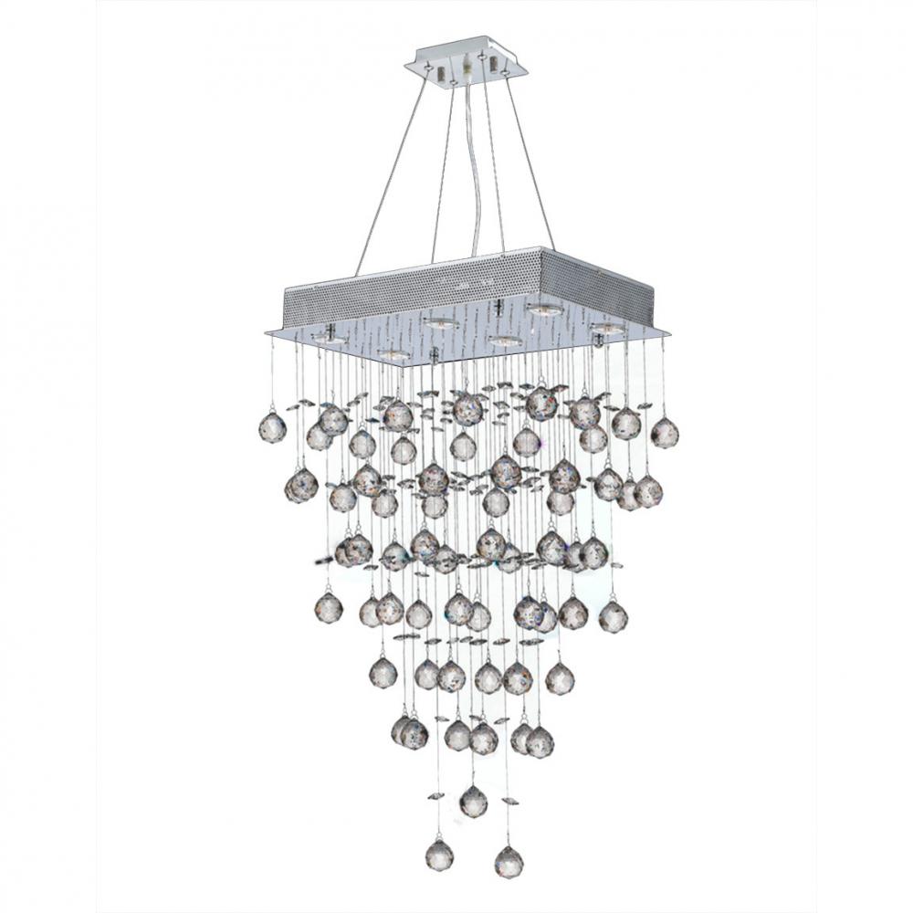 Icicle Collection 6 Light Chrome Finish and Clear Crystal Rectangle Chandelier 20" L x 12" W
