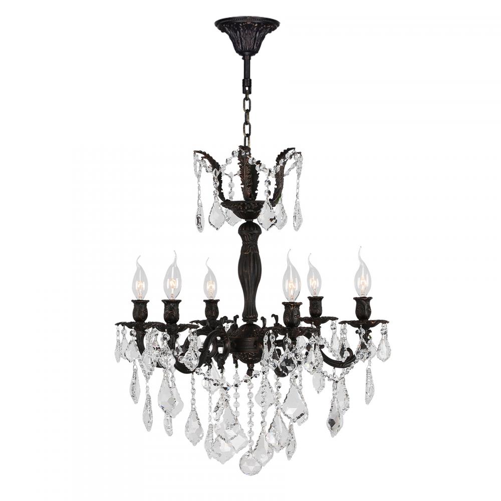 Versailles 6-Light dark Bronze Finish and Clear Crystal Chandelier 23 in. Dia x 26 in. H Large