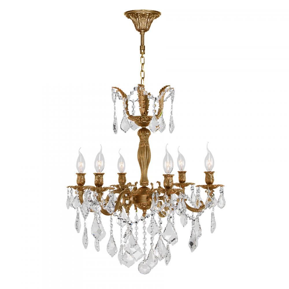 Versailles 6-Light French Gold Finish and Clear Crystal Chandelier 23 in. Dia x 26 in. H Large