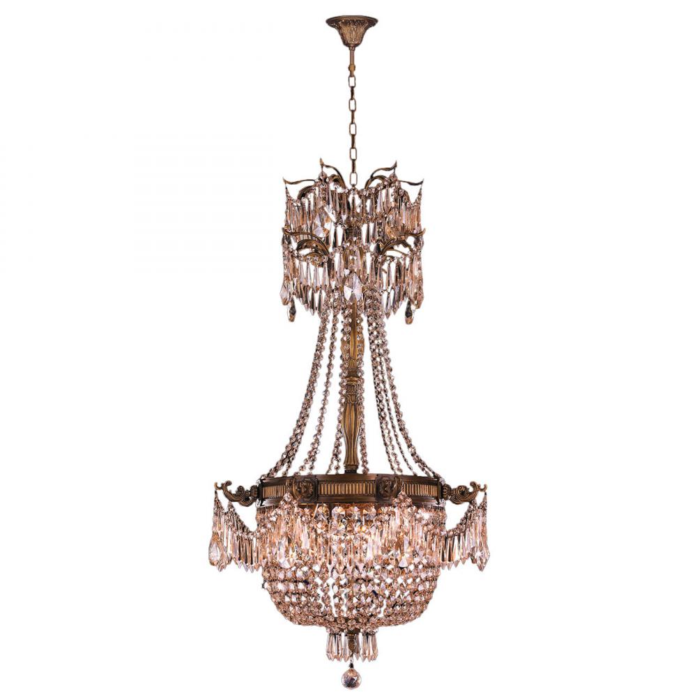 Winchester 4-Light Antique Bronze Finish and Golden Teak Crystal Chandelier 24 in. Dia x 40 in. H Me