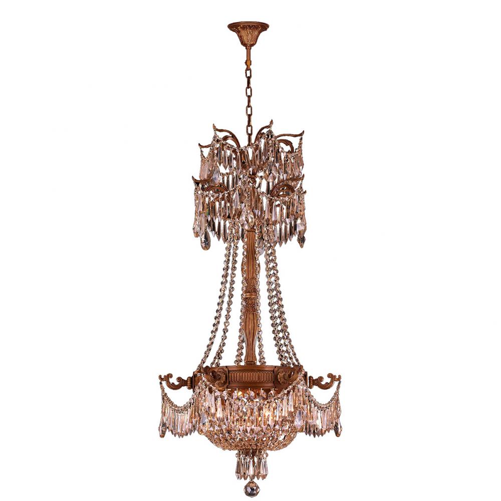 Winchester 3-Light French Gold Finish and Golden Teak Crystal Chandelier 20 in. Dia x 34 in. H Mediu