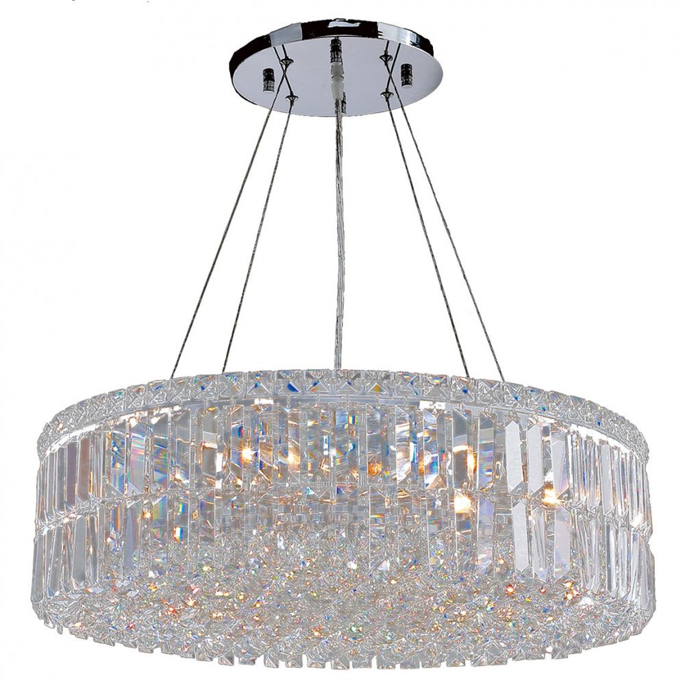 Cascade 12-Light Chrome Finish and Clear Crystal Circle Chandelier 24 in. Dia x 7.5 in. H Large