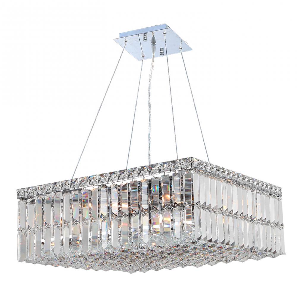 Cascade 12-Light Chrome Finish and Clear Crystal Square Chandelier 20 in. L x 20 in. W x 7.5 in. H M