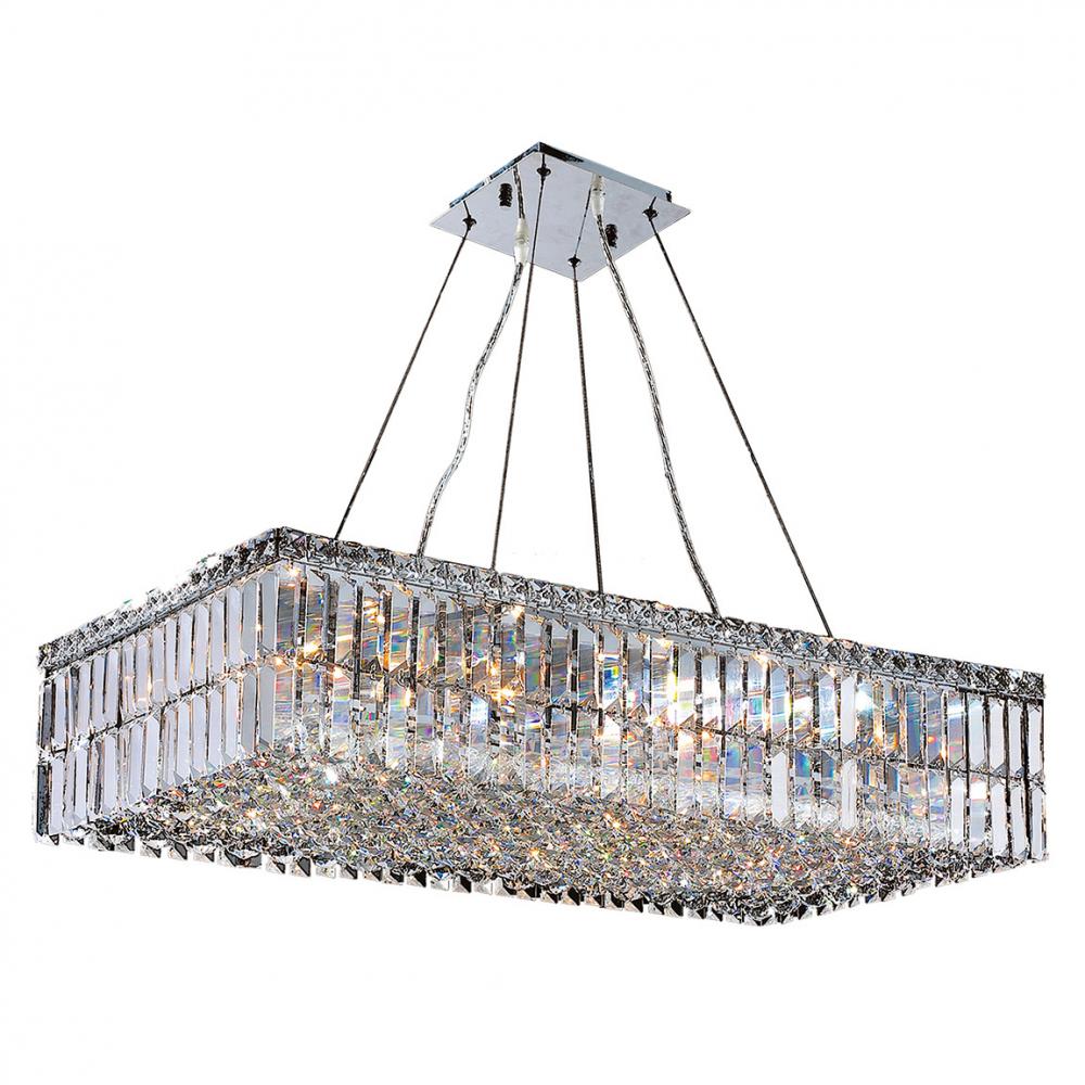 Cascade 16-Light Chrome Finish and Clear Crystal Rectangle Chandelier 32 in. L x  16 in. W x 7.5 in.