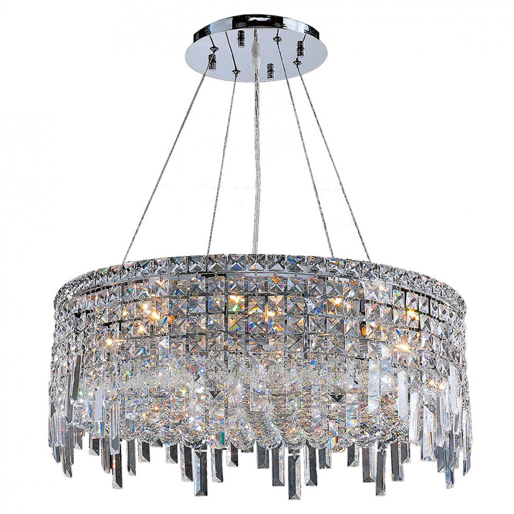 Cascade 12-Light Chrome Finish and Clear Crystal Circle Chandelier 24 in. Dia x 10.5 in. H Large