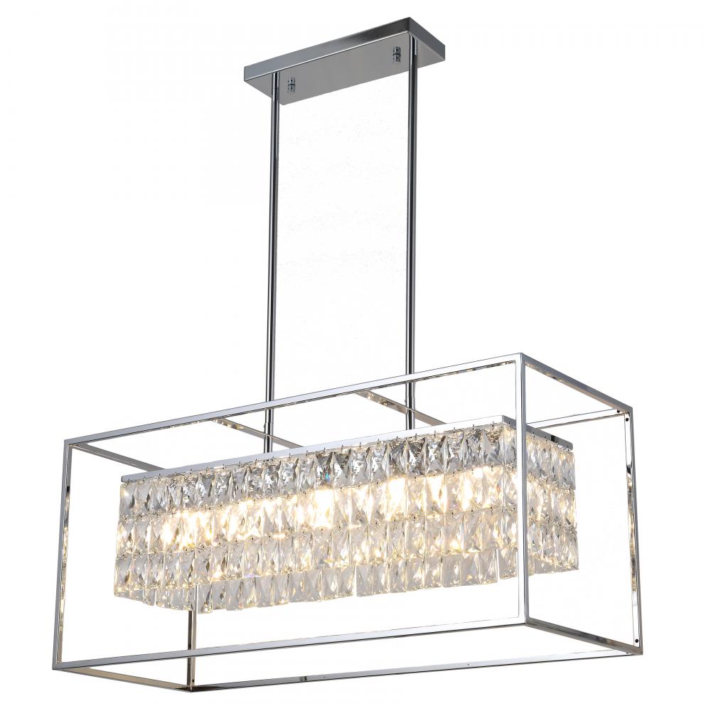 Franklin 12-Light Chrome Finish Rectangular Crystal Chandelier 32 in. L x  13 in. W x 36 in. H Large