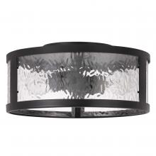 Worldwide Lighting Corp E30006-001 - Savannah 2-Light Black Finish Water Grain Glass Flush Mount 11.8“ X 11.8” X 5.8“