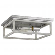 Worldwide Lighting Corp E30024-015 - Weston 2-Light Galvanized Ocala Oak Flush Mount 12.63“ X 12.63” X 4.75“