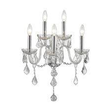 Worldwide Lighting Corp W23105C13-CL - Provence 5-Light Chrome Finish and Clear Crystal Candle Wall Sconce Light 13 in. W x 18 in. H Medium
