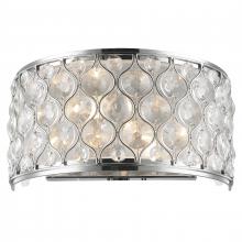 Worldwide Lighting Corp W23410C12-CL - Paris 2-Light Chrome Finish with Clear Crystal Wall Sconce Light 12 in. W x 6 in. H Medium