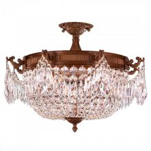 Worldwide Lighting Corp W33354FG24-CL - Winchester 4-Light French Gold Finish and Clear Crystal Semi Flush Mount Ceiling Light 24 in. Dia x 