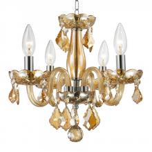Worldwide Lighting Corp W83100C16-AM - Clarion 4-Light Chrome Finish and Amber Crystal Chandelier 16 in. Dia x 12 in. H Mini