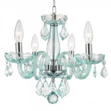 Worldwide Lighting Corp W83100C16-CB - Clarion 4-Light Chrome Finish and Coral Blue Turquoise Crystal Chandelier 16 in. Dia x 12 in. H Mini