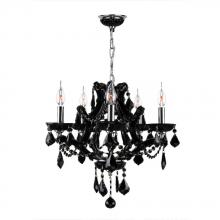 Worldwide Lighting Corp W83116C19-BL - Lyre Collection 5 Light Chrome Finish and Black Crystal Chandelier 19" D x 18" H Medium