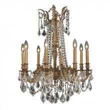 Worldwide Lighting Corp W83306FG24-CL - Windsor 8-Light French Gold Finish and Clear Crystal Chandelier 24 in. Dia x 30 in. H Large