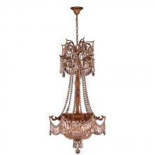 Worldwide Lighting Corp W83355FG20-GT - Winchester 3-Light French Gold Finish and Golden Teak Crystal Chandelier 20 in. Dia x 34 in. H Mediu