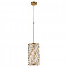 Worldwide Lighting Corp W83412MG8-CM - Paris 1-Light Matte Gold Finish with Clear and Golden Teak Crystal Mini Pendant Light 8 in. Dia x 15