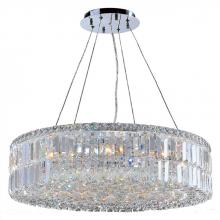 Worldwide Lighting Corp W83503C28 - Cascade 12-Light Chrome Finish and Clear Crystal Circle Chandelier 28 in. Dia x 7.5 in. H Large