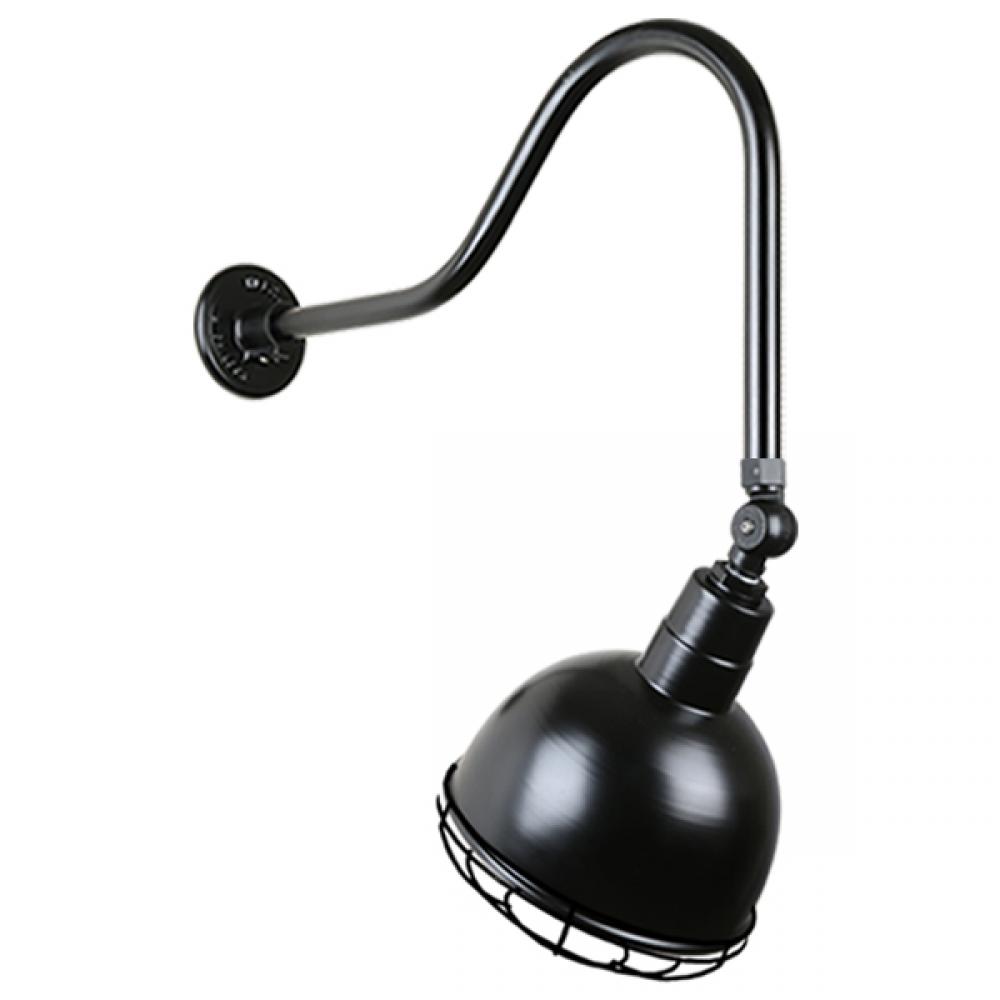 12" Gooseneck Light Deep Bowl Shade, QSNHL-H Arm, Swivel Knuckle & Wire Guard Accessories