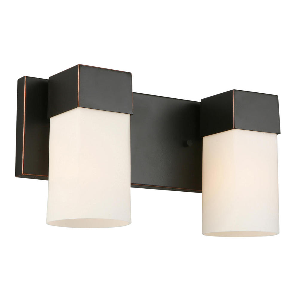 2x60W Bath Vanity Light With Oil Rubbed Bronze Bronze Finish & Frosted Glass