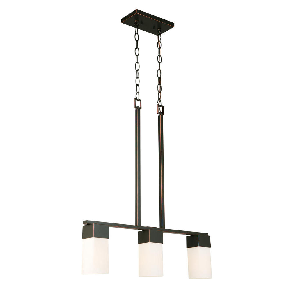 3x60W Multi Light Pendant w/ Oil Rubbed Bronze Finish & Frosted Glass