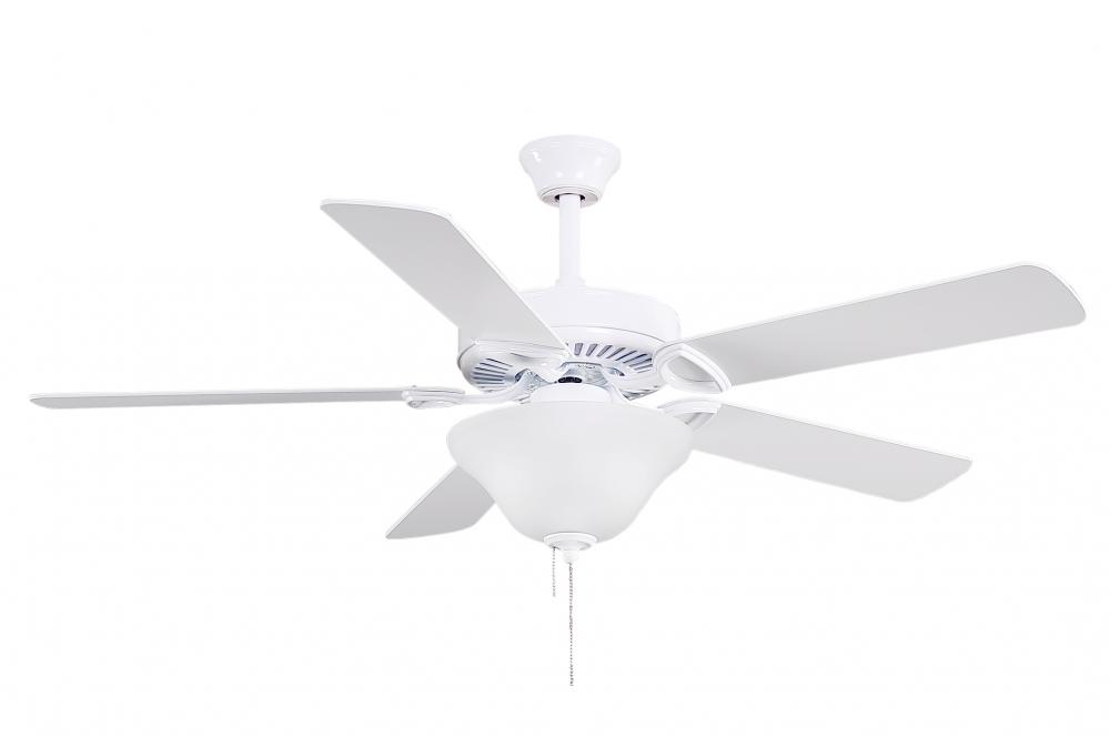 America 3-speed ceiling fan in gloss white finish with 52" white blades and light kit (2 x GU2