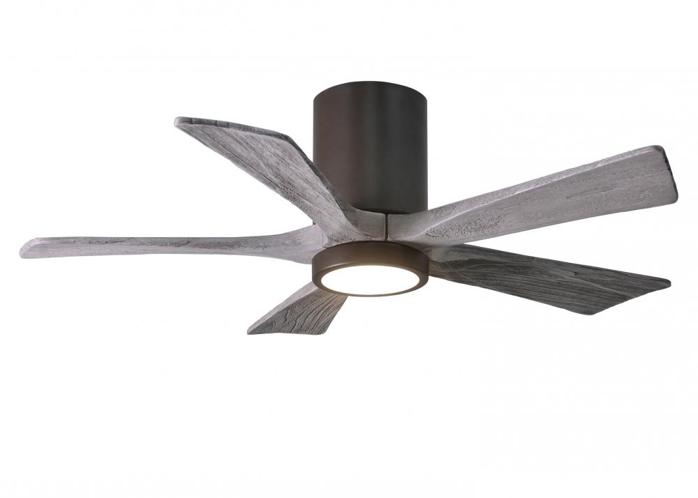 IR5HLK five-blade flush mount paddle fan in Textured Bronze finish with 42” solid barn wood tone