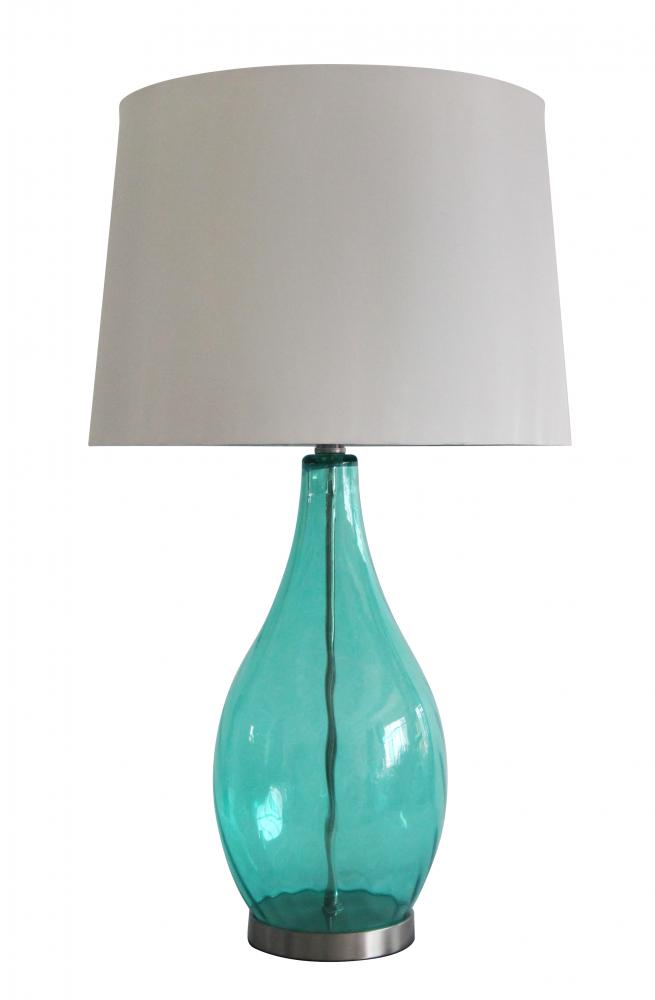 One Light Colored Glass/nickel Table Lamp