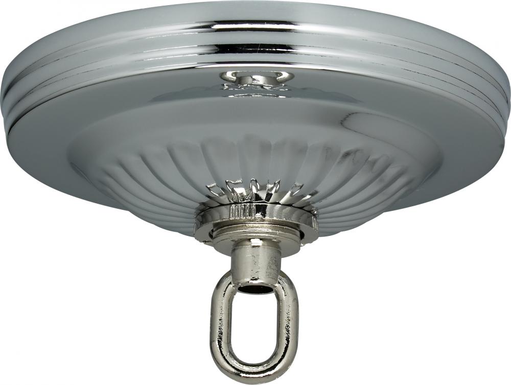 Ribbed Canopy Kit; Chrome Finish; 5" Diameter; 1-1/16" Center Hole; Includes Hardware; 25lbs