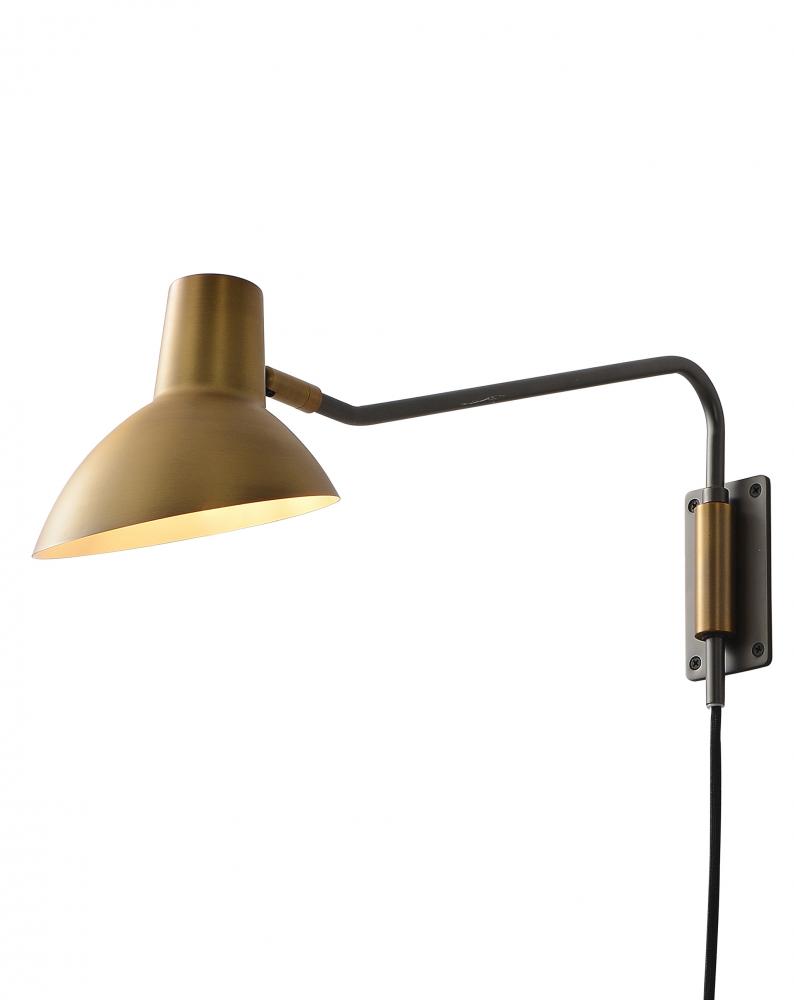 Swing Sconce Brushed Brass Shade with Gunmetal Body